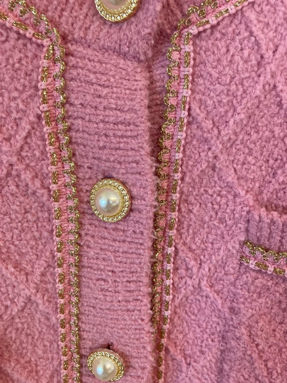 Urban Revivo Pink Pearl-Trim Knit Cardigan - Picture 4 of 8